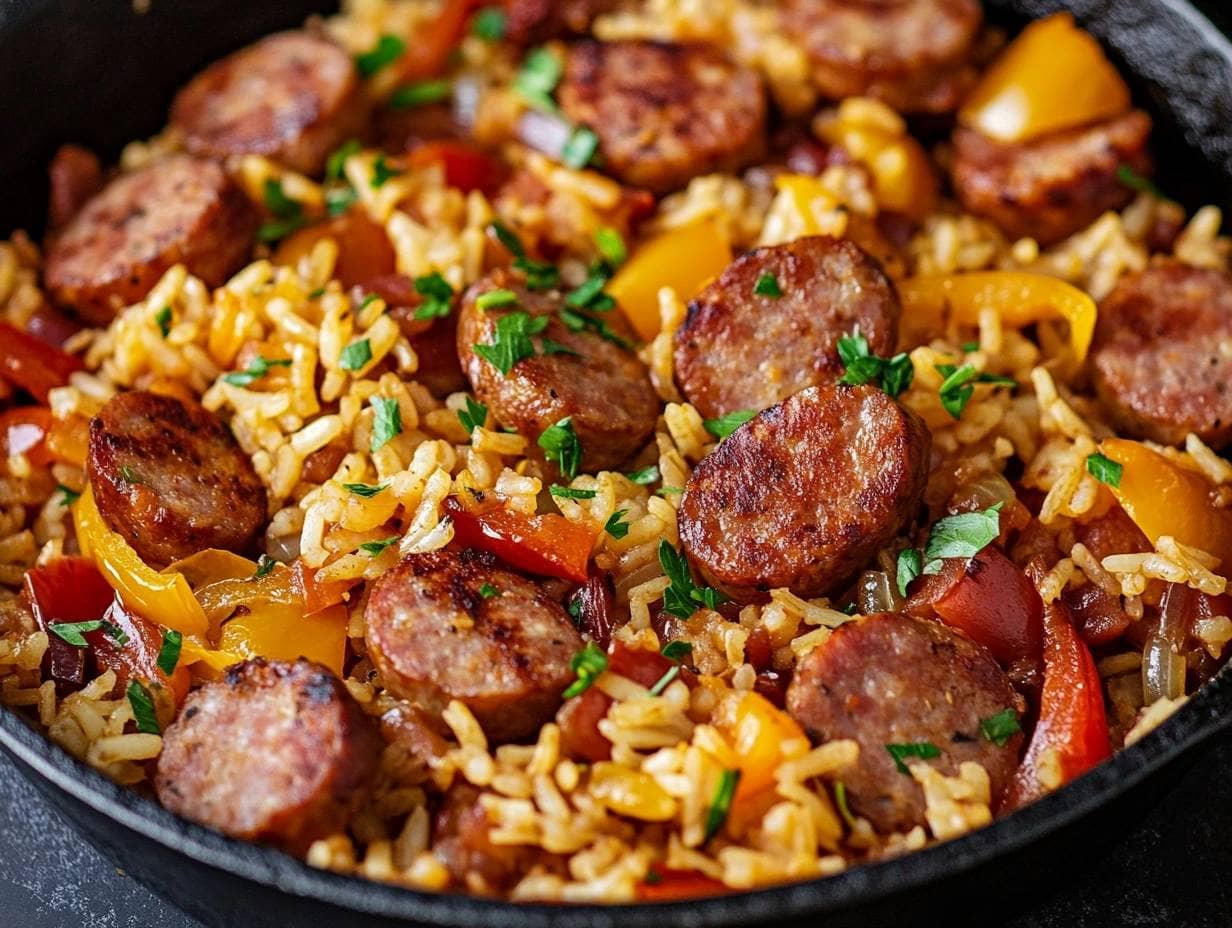 SAUSAGE AND RICE SKILLET
