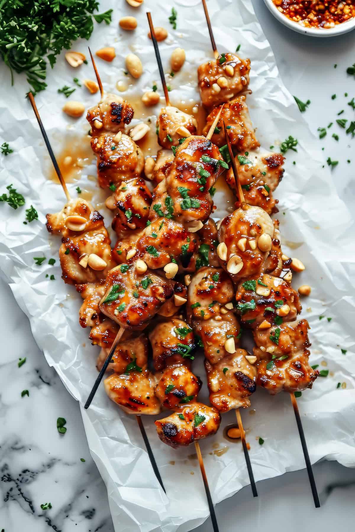 Easy Grilled Asian Chicken Skewers with Honey Garlic Sauce