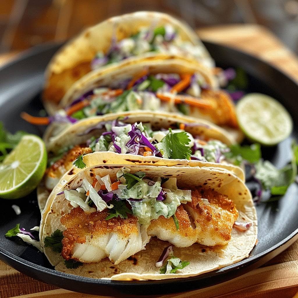 Crispy Fish Tacos with Cilantro Lime Slaw