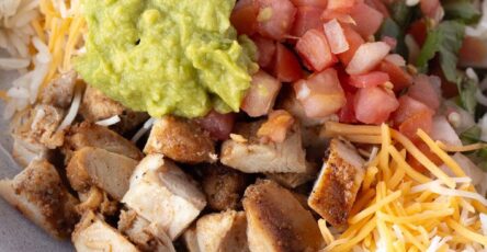 Grilled Chicken Burrito Bowls with Rice and Beans
