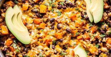 Southwest Sweet Potato, Black Bean and Rice Skillet
