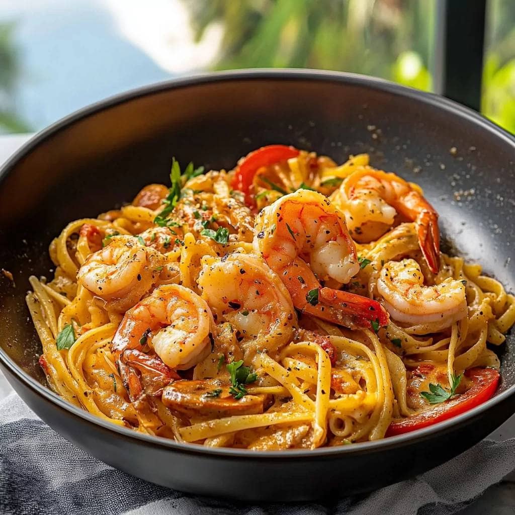 Jamaican Shrimp Pasta: A Creamy Delight